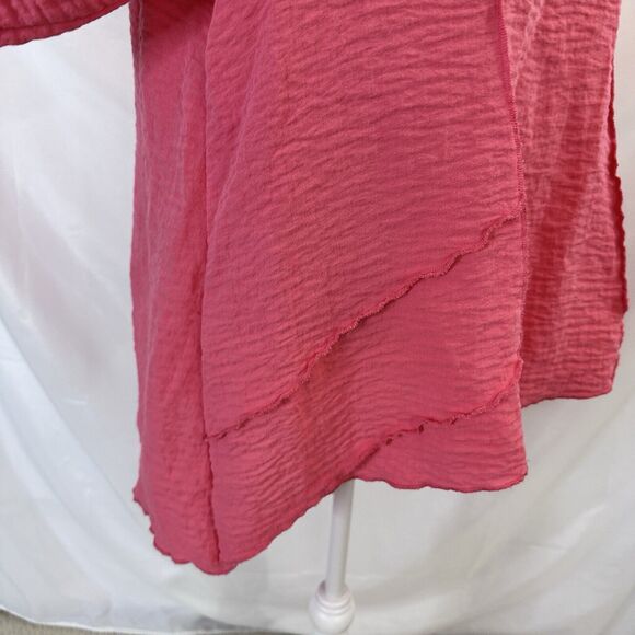 Lulu B Top Womens XL V Neck Top Tunic Lagenlook Crinkle Coral - Picture 4 of 6